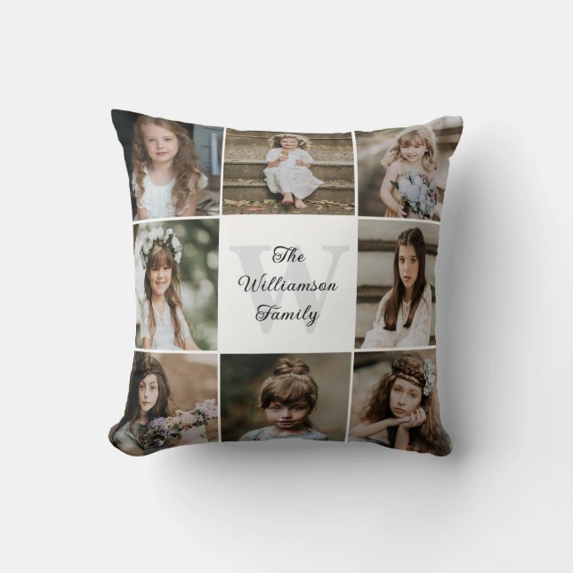 Coussin Collage photo moderne de la famille 8 (Recto)