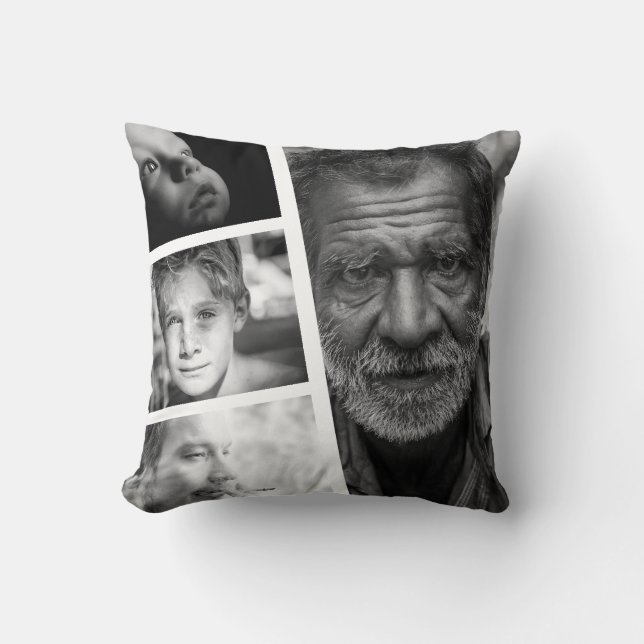 Coussin Collage Photo Moderne Double Face En Souvenir (Recto)