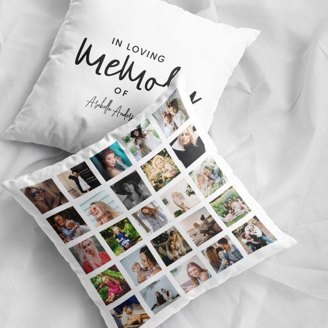 Coussin Collage Photo Moderne En Mémoire (Créateur téléchargé)