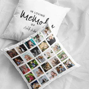 Coussin Collage Photo Moderne En Mémoire D'un Être Cher