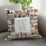 Coussin Collage photo moderne Monogramme familial personna<br><div class="desc">Créez votre propre oreiller familial personnalisé avec votre monogramme personnalisé,  vos noms et 48 de vos photos préférées.</div>