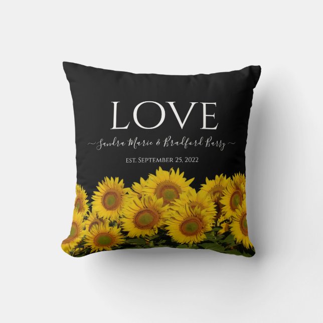 Coussin Collage photo moderne tournesol noir Lancer de mar (Recto)