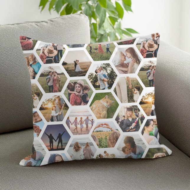 Coussin Collage photo Motif Hexagon géométrique (Créateur téléchargé)