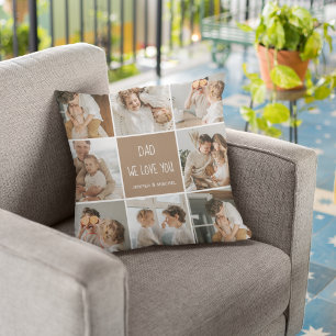 Coussin Collage Photo Papa We Love You Happy Fête des père
