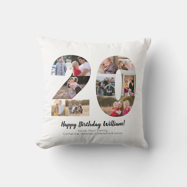 Coussin Collage Photo Personnalisé 20 Numéro Rustique Féli (Recto)