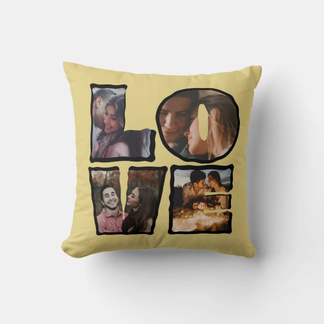 Coussin Collage photo personnalisé AMOUR Saint Valentin (Recto)