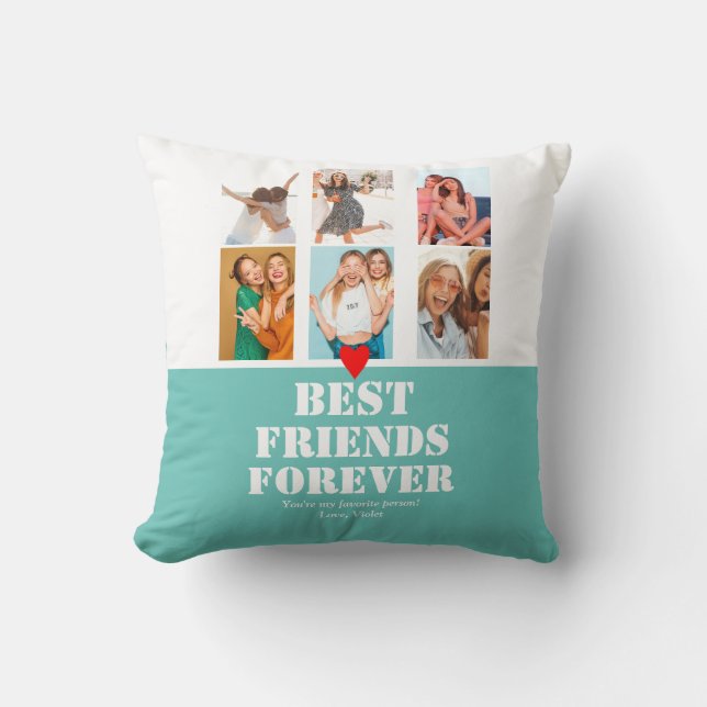 Coussin Collage photo personnalisé Cadeau BFF Bestie Cute  (Recto)