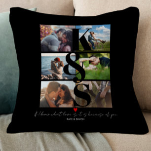 Coussin Collage photo personnalisé Couple Citation personn