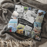 Coussin Collage photo personnalisé de 17 photos de Papa po<br><div class="desc">Faites savoir à votre papa combien vous l'aimez avec cet oreiller personnalisé avec 17 photos de votre choix,  et un modèle de texte facile à personnaliser. Un cadeau unique et personnel pour les anniversaires,  Noël ou la fête des Pères.</div>