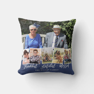 Coussin Collage photo personnalisé de 6 photos avec couleu
