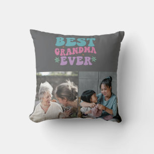 Coussin Collage photo personnalisé Meilleur grand-mère Jam