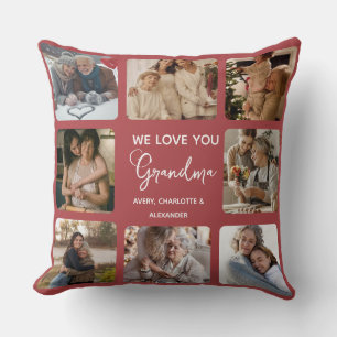 Coussin Collage photo personnalisé "On t'aime Mamie"
