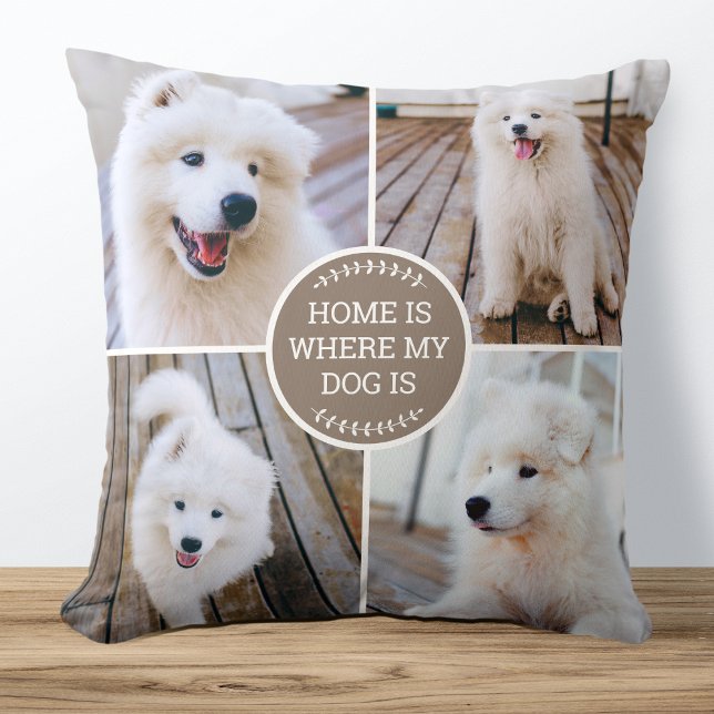 Coussin Collage photo personnalisé personnalisé Chien coul (Créateur téléchargé)