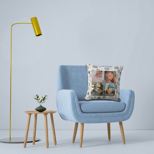 Coussin Collage photo personnalisé pour bébé 4 (Créateur téléchargé)