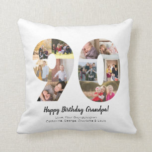 Coussin Collage photo personnalisé simple numéro 90ème ave