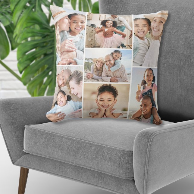 Coussin Collage photo Simple et élégant (Photo Collage Simple Elegant Picture Throw Pillow)