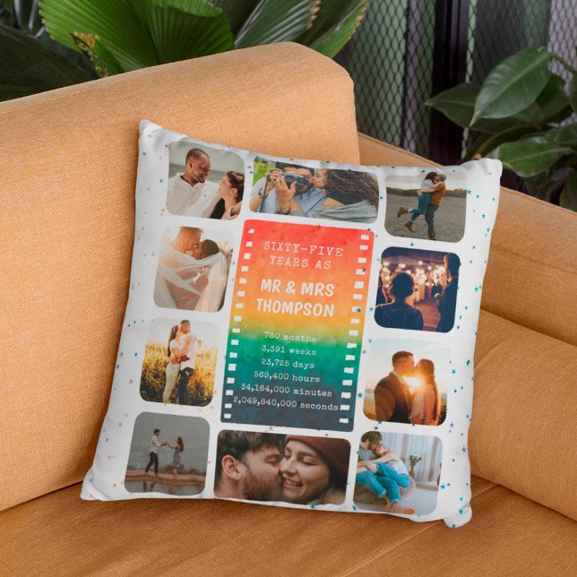 Coussin Collage photo Sunset M. et Mme 65e anniversaire (Créateur téléchargé)