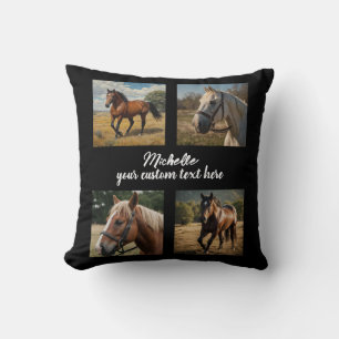 Coussin Collage photo tendance Personnalisé Cheval Lover