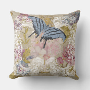 Coussin Collage romantique vintage papillon