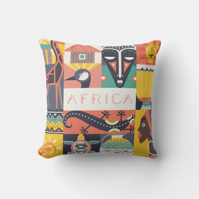 Coussin Collage symbolique africain d'art (Recto)