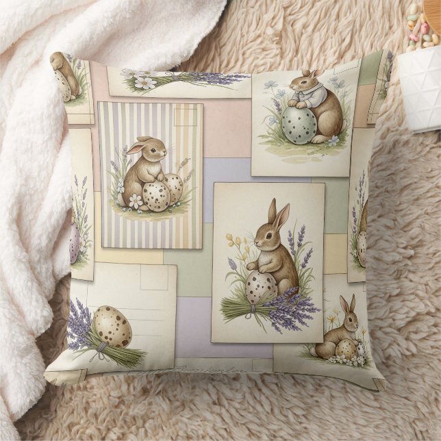 Coussin Collage vintage du lapin de Pâques (Couverture)