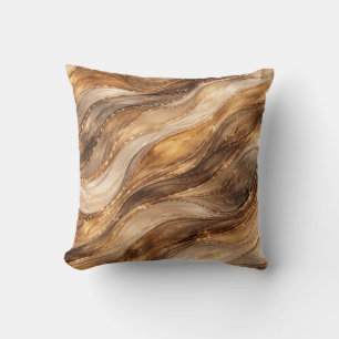 Coussin Collants à motif abstrait de vagues de cuivre doré