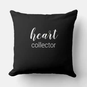 Coussin Collecteur de Coeur Noir et Blanc Motif de Coeurs