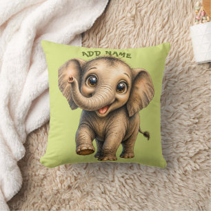 Coussin Collection Bébé Animal Mignon Actif Éléphant Vert