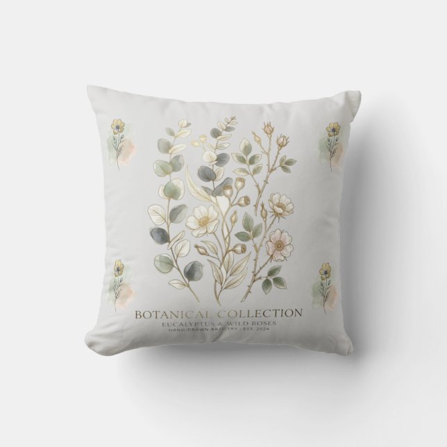 Coussin Collection botanique Ethereal Gold & Sage (Recto)
