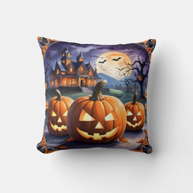 Coussin Collection Citrouille populaire d'Halloween d'auto (Recto)