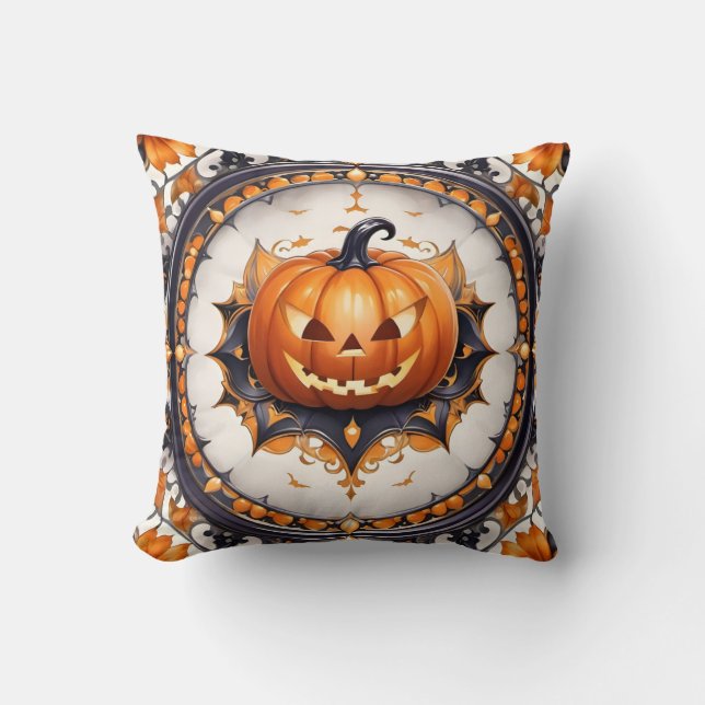 Coussin Collection d'automne Citrouille tendance Halloween (Recto)