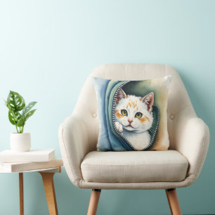 Coussin Collection de chats d'aquarelle magnifique moderne