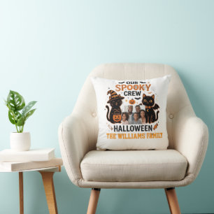 Coussin Collection de famille de chat noir personnalisée p