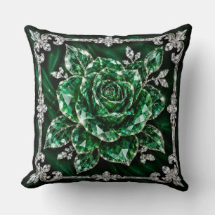 Coussin collection de fleurs en cristal d'émeraude royale