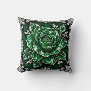 Coussin collection de fleurs en cristal d'émeraude royale