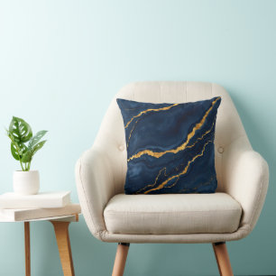 Coussin Collection de marbre bleu bleu marine