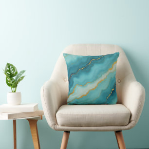 Coussin Collection de marbre bleu turquoise moderne
