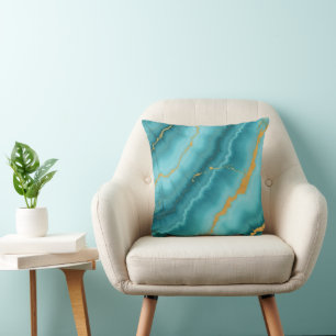 Coussin Collection de marbre bleu turquoise populaire
