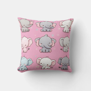 Coussin Collection de motifs d'éléphants adorables pour un