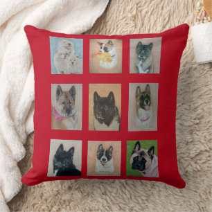 Coussin collection de portraits de chiens akita art design