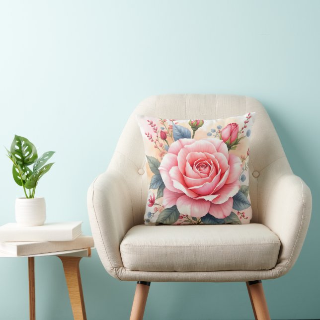 Coussin Collection de roses roses luxueuses tendance et be (Chaise)