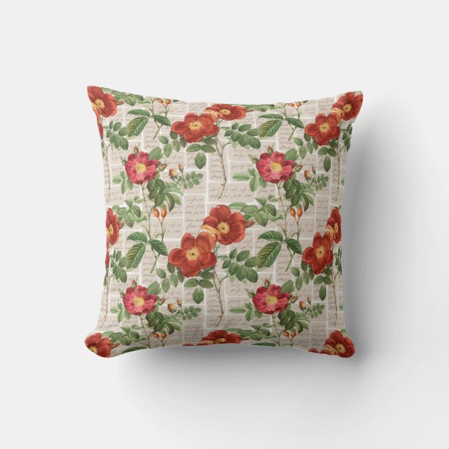 Coussin Collection d'illustrations du patrimoine Rose vict (Recto)