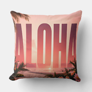 Coussin Collection graphique éditorial d'île de luxe Aloha