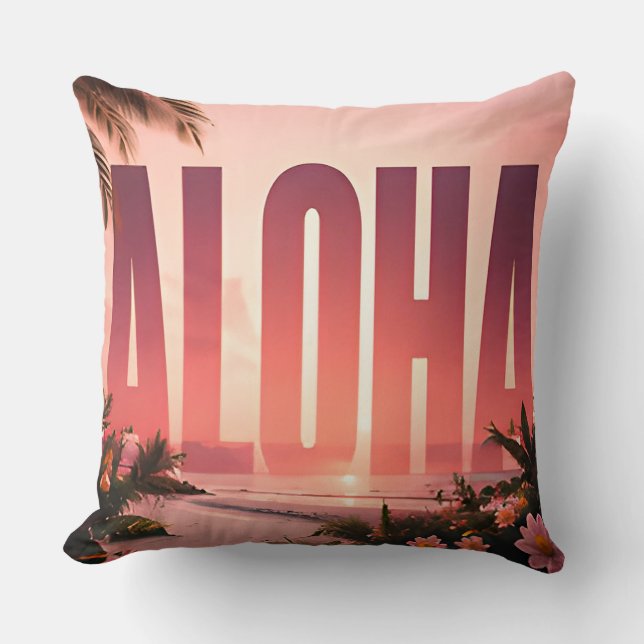 Coussin Collection graphique éditorial d'île de luxe Aloha (Recto)