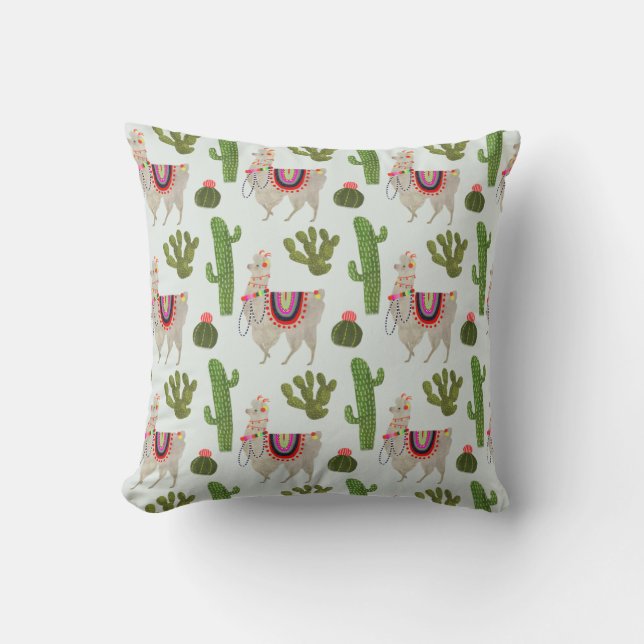 Coussin Collection Llamarama | Cactus & Llama Motif (Recto)