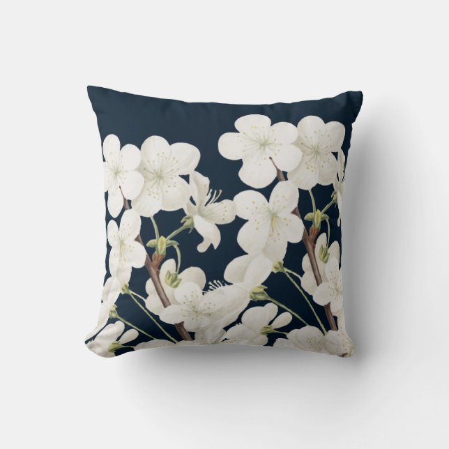 Coussin Collection Midnight Bloom : Fleurs Blanches sur Fo (Recto)