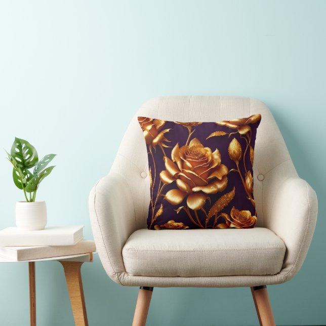 Coussin Collection moderne de luxe Big Gold Rose (Chaise)