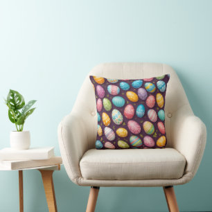 Coussin Collection moderne d'oeufs de Pâques heureux