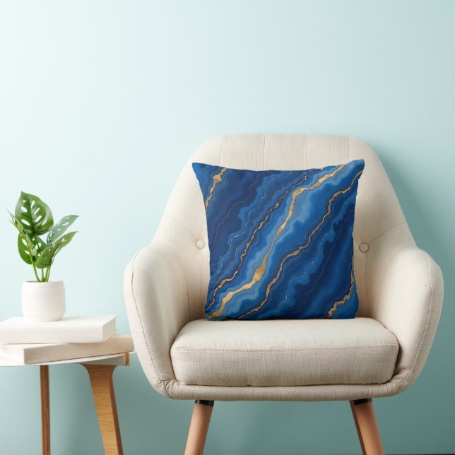 Coussin Collection tendance Royal Blue Gold Marble Collect (Chaise)