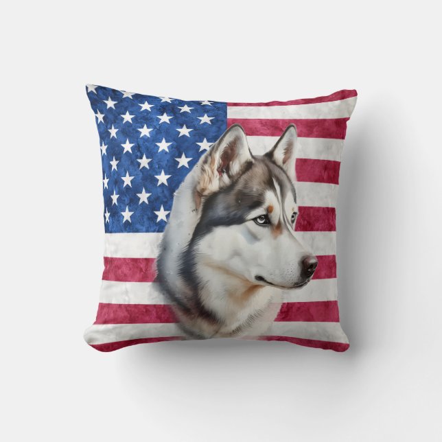 Coussin Colley à la frontière avec drapeau américain anima (Recto)
